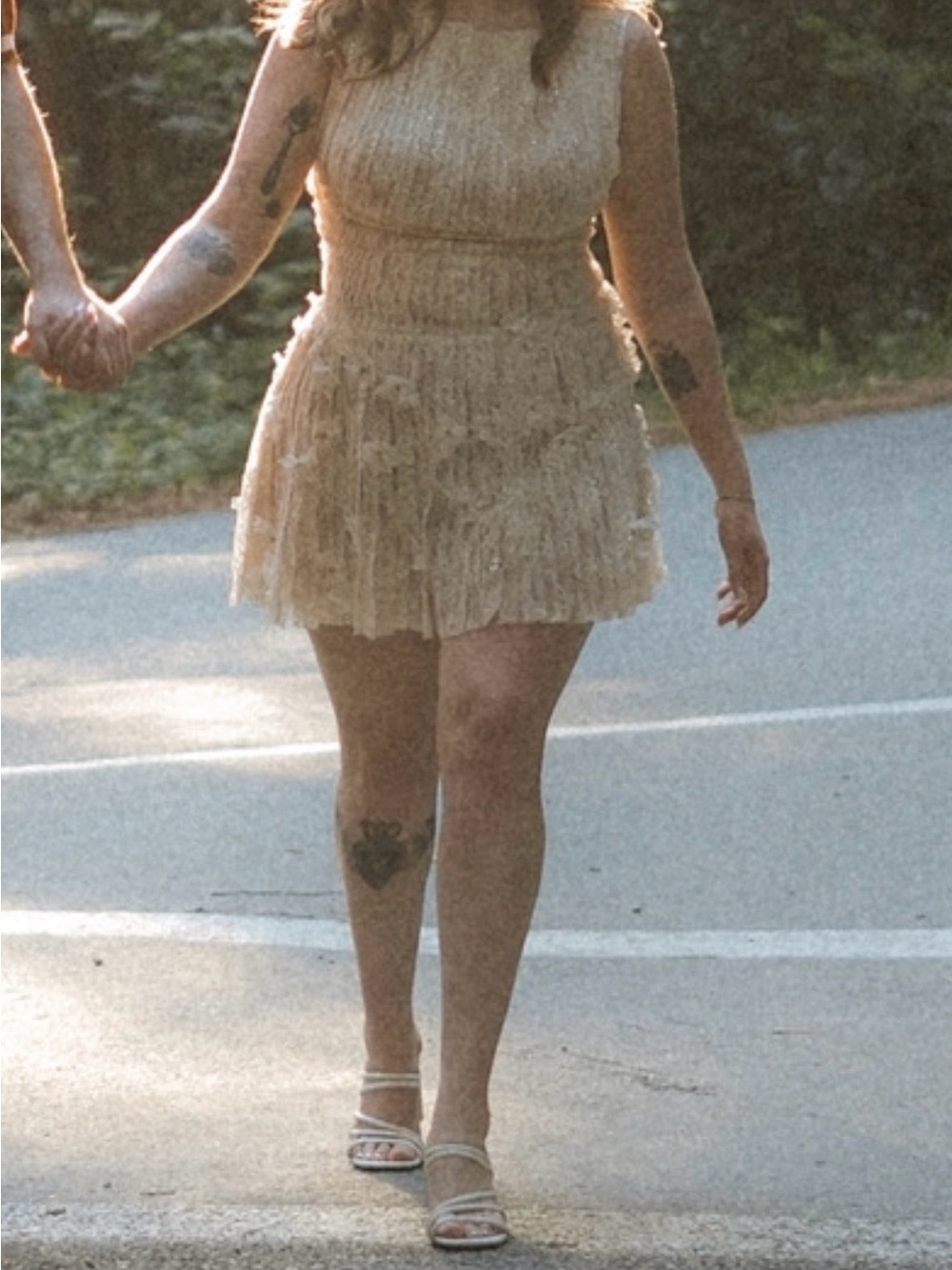 Designer Cream Lace Mini Dress - Picture 6 of 6
